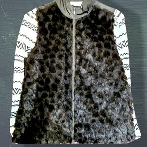 Chico's Olive/Brown Faux Fur Zip UP Casual Lightweight Vest Size XS